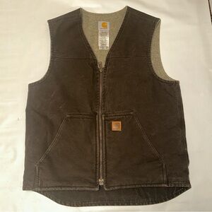 Carhartt Duck Vest Medium Brown Full Zip Sherpa Lined